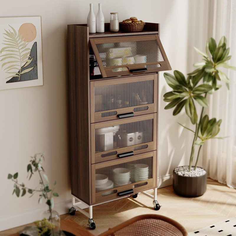 Store 4 tier bakers rack with cabinet